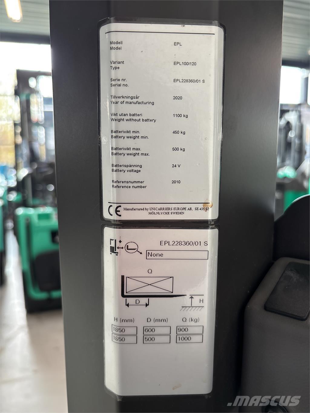 UniCarriers EPL100 Preparadoras de encomendas de baixa elevação