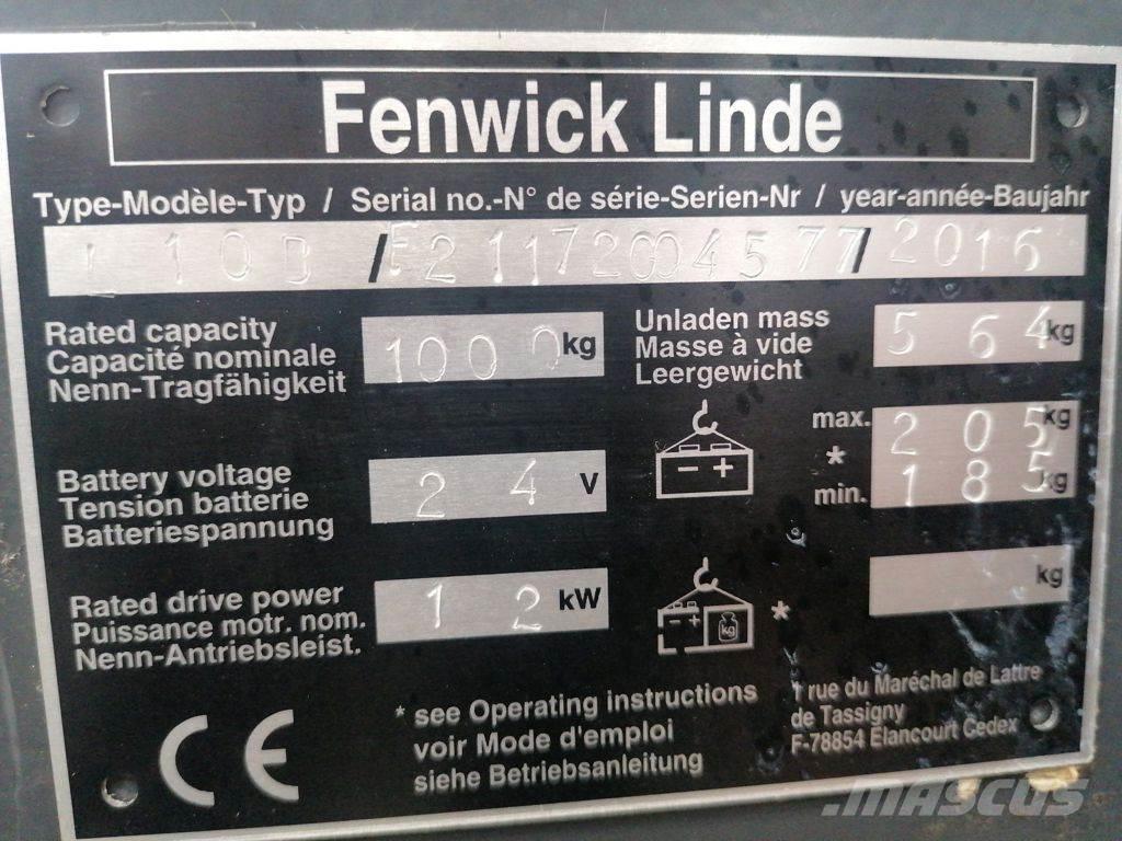 Linde L10B Empilhador para operador externo