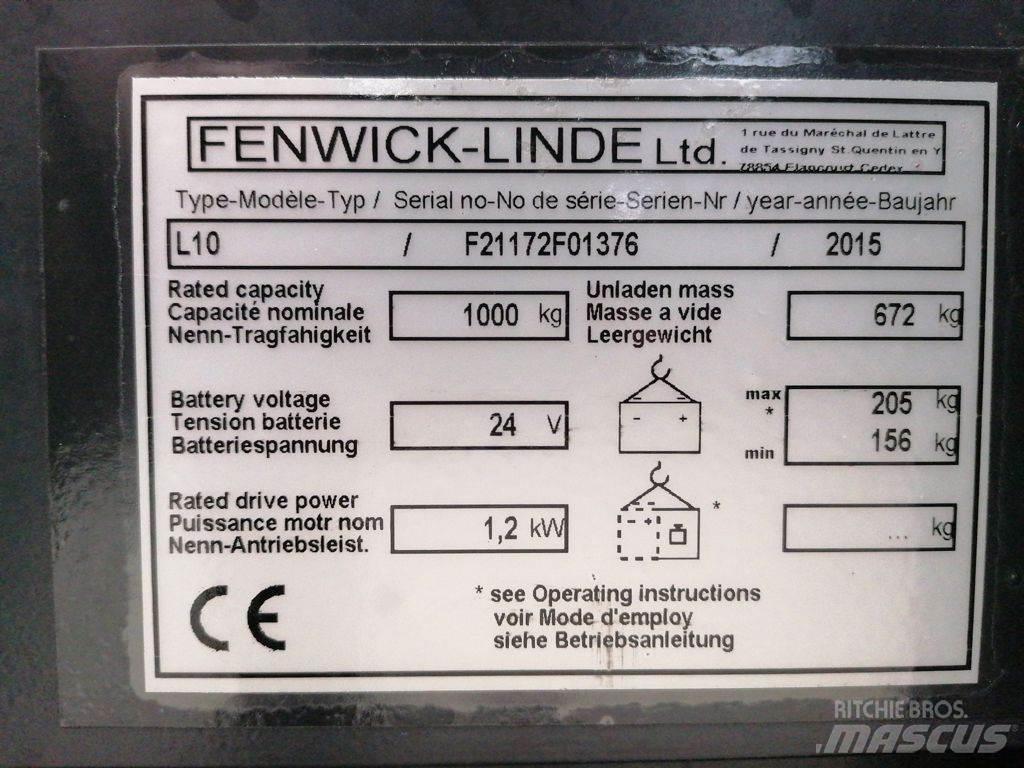 Linde L10 Empilhador para operador externo