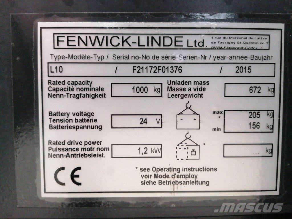 Linde L10 Empilhador para operador externo