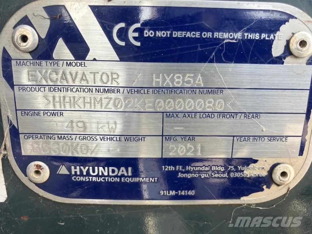 Hyundai HX 85 A Escavadoras Midi 7t - 12t