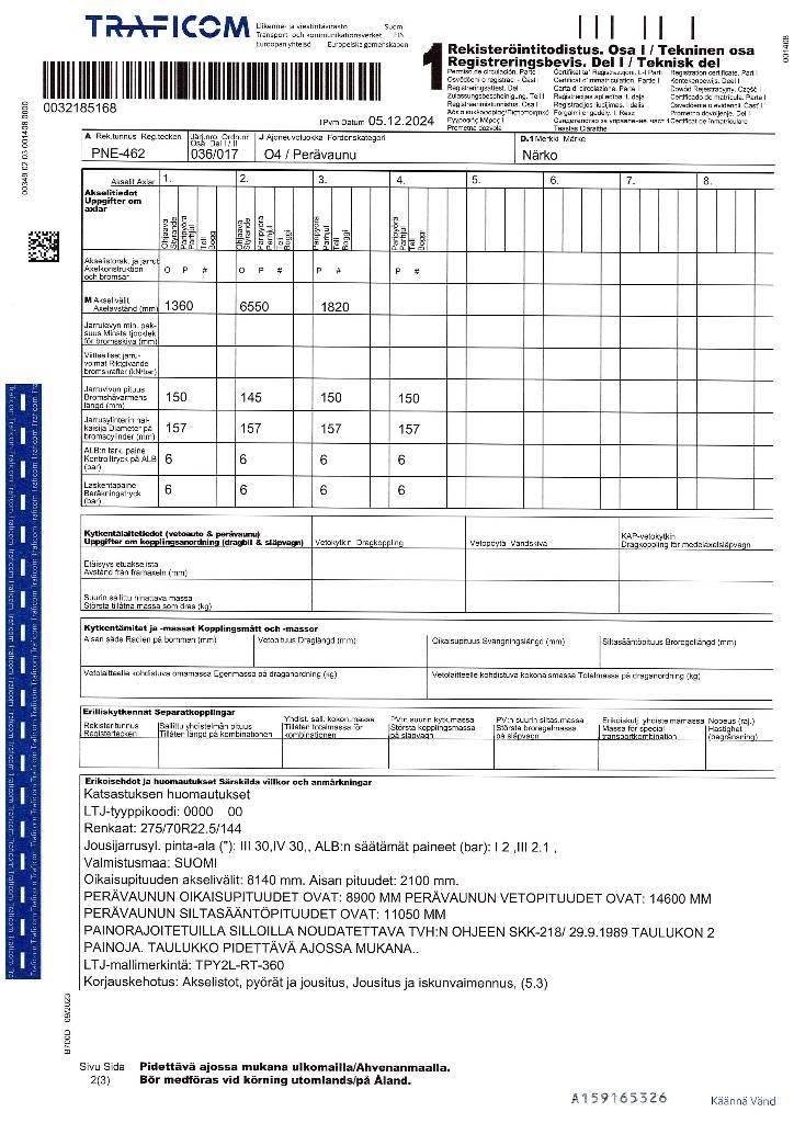 Närko TPY2L-RT-360 Reboques desmontáveis