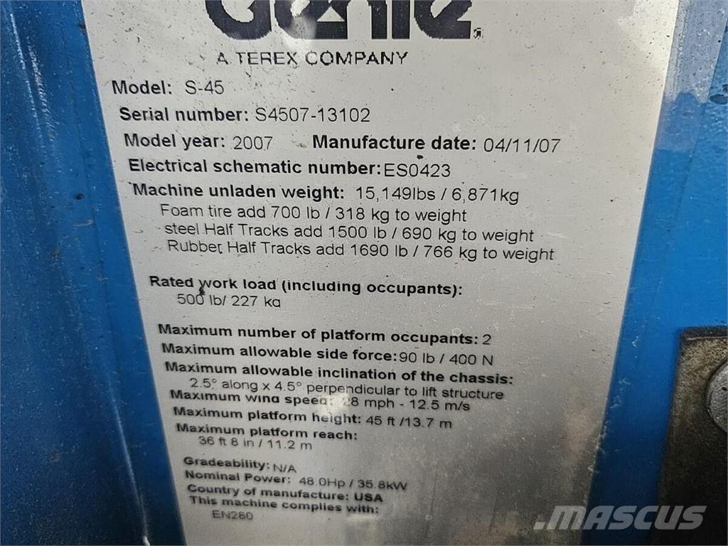Genie S-45 Elevadores braços Telescópicos