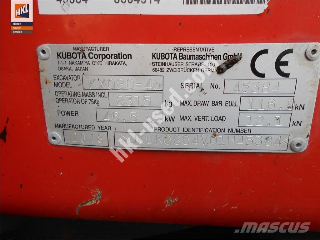 Kubota KX 080-4 Miniescavadeiras