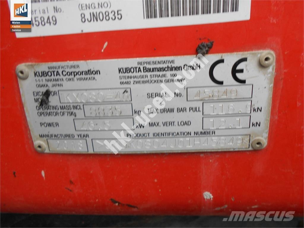 Kubota KX 080-4 Miniescavadeiras