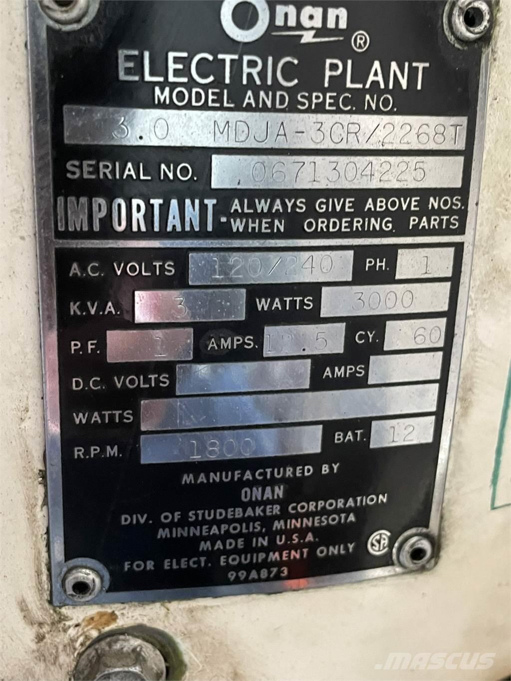  3 kVA ONAN 1 Cyl. Diesel Outros Geradores