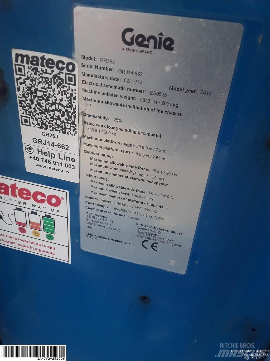 Genie GR26J Plataformas de Mastro Vertical