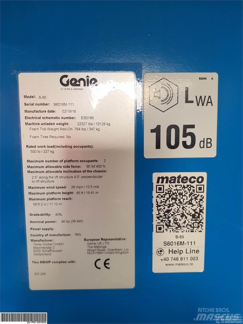 Genie S-65 Elevadores braços articulados