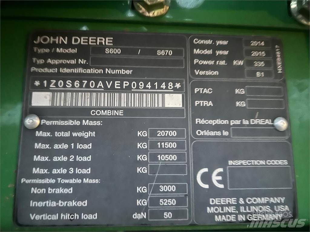 John Deere S670i Ceifeiras debulhadoras