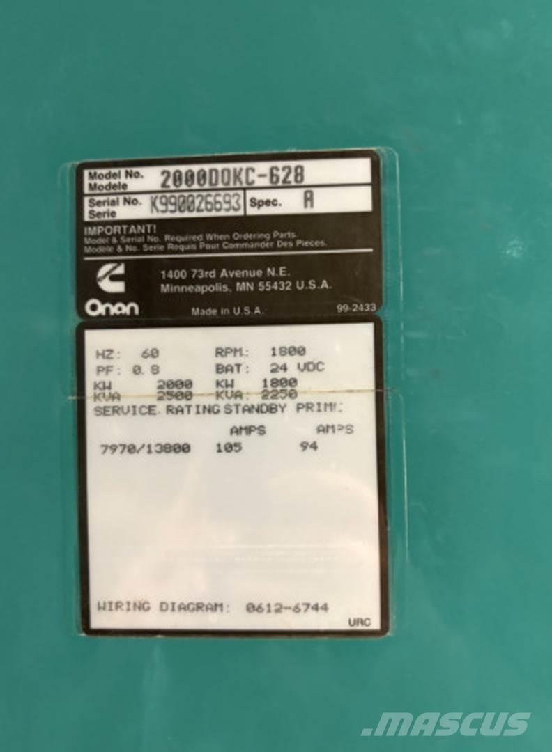 Cummins 2000DQKC-628 Geradores Diesel