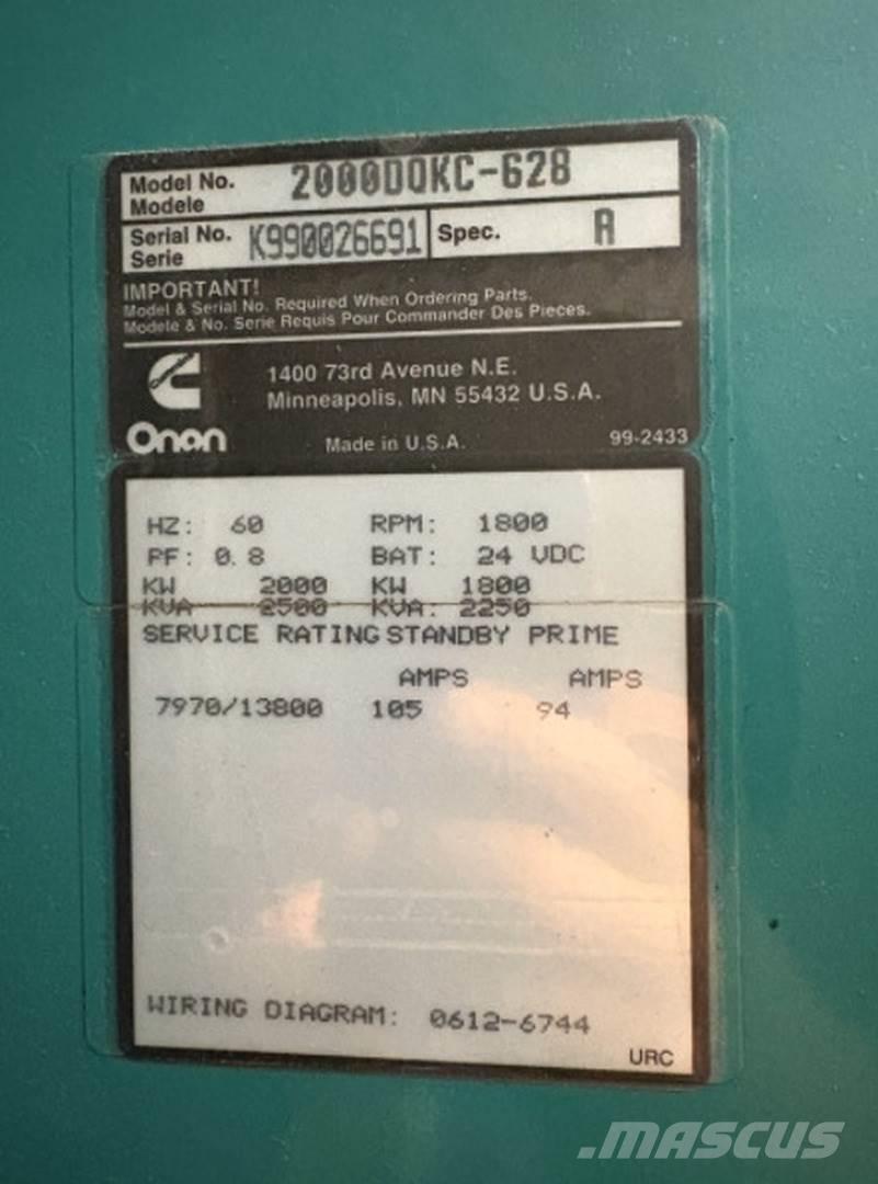 Cummins 2000DQKC-628 Geradores Diesel