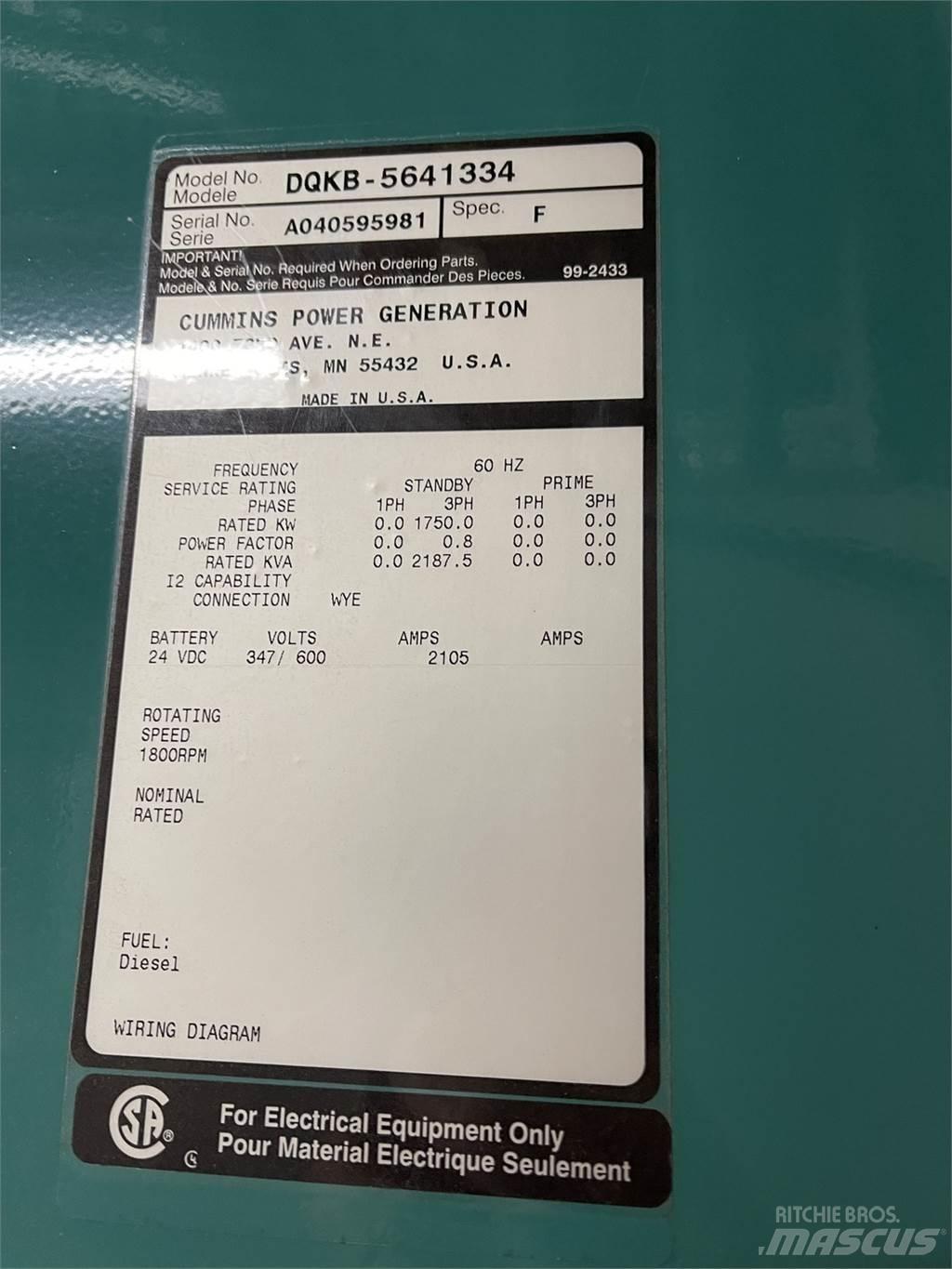 Cummins DQKB-5641334 Geradores Diesel