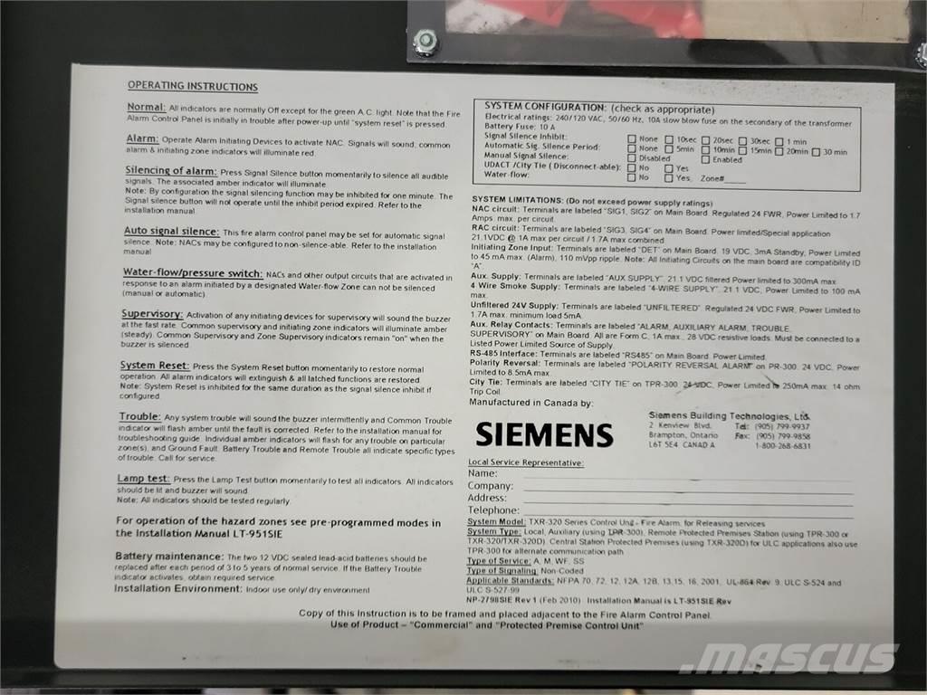 Siemens TXR-320 Construção - Outros
