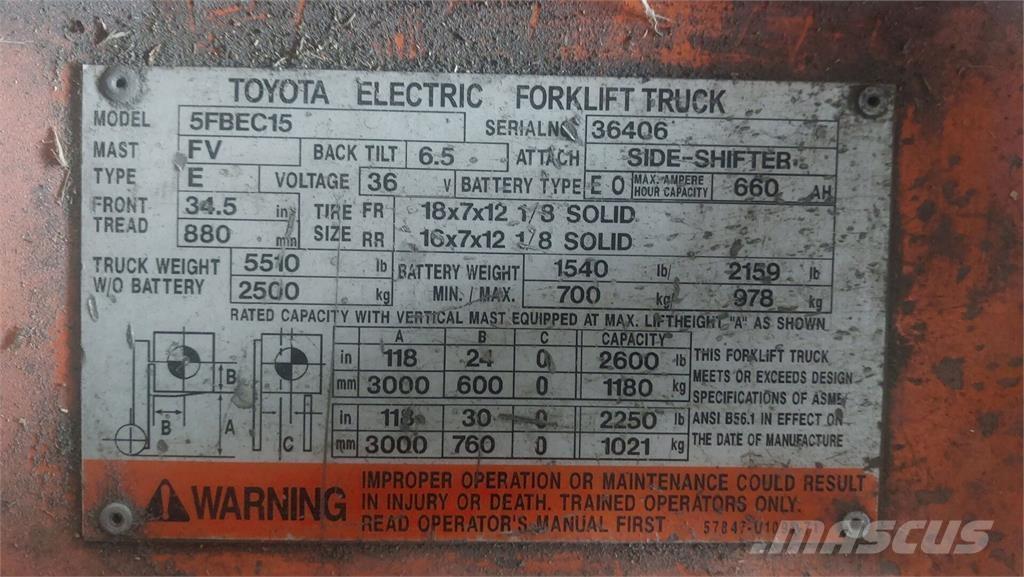 Toyota 5FBEC15 Construção - Outros
