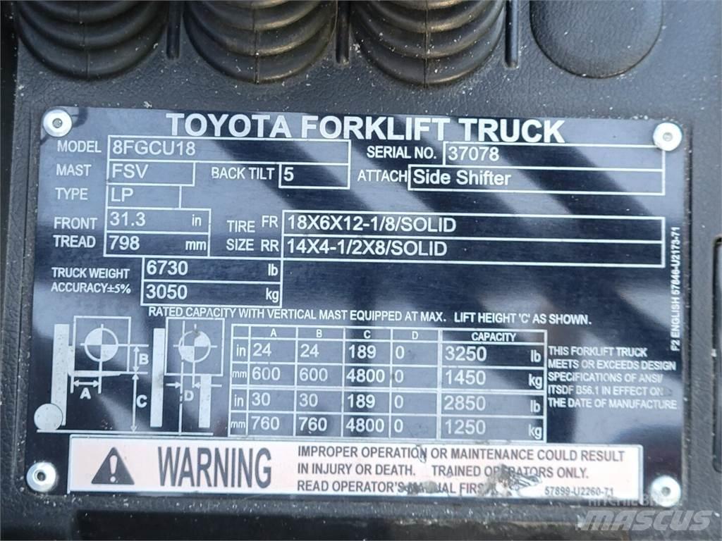 Toyota 8FGCU18 Construção - Outros
