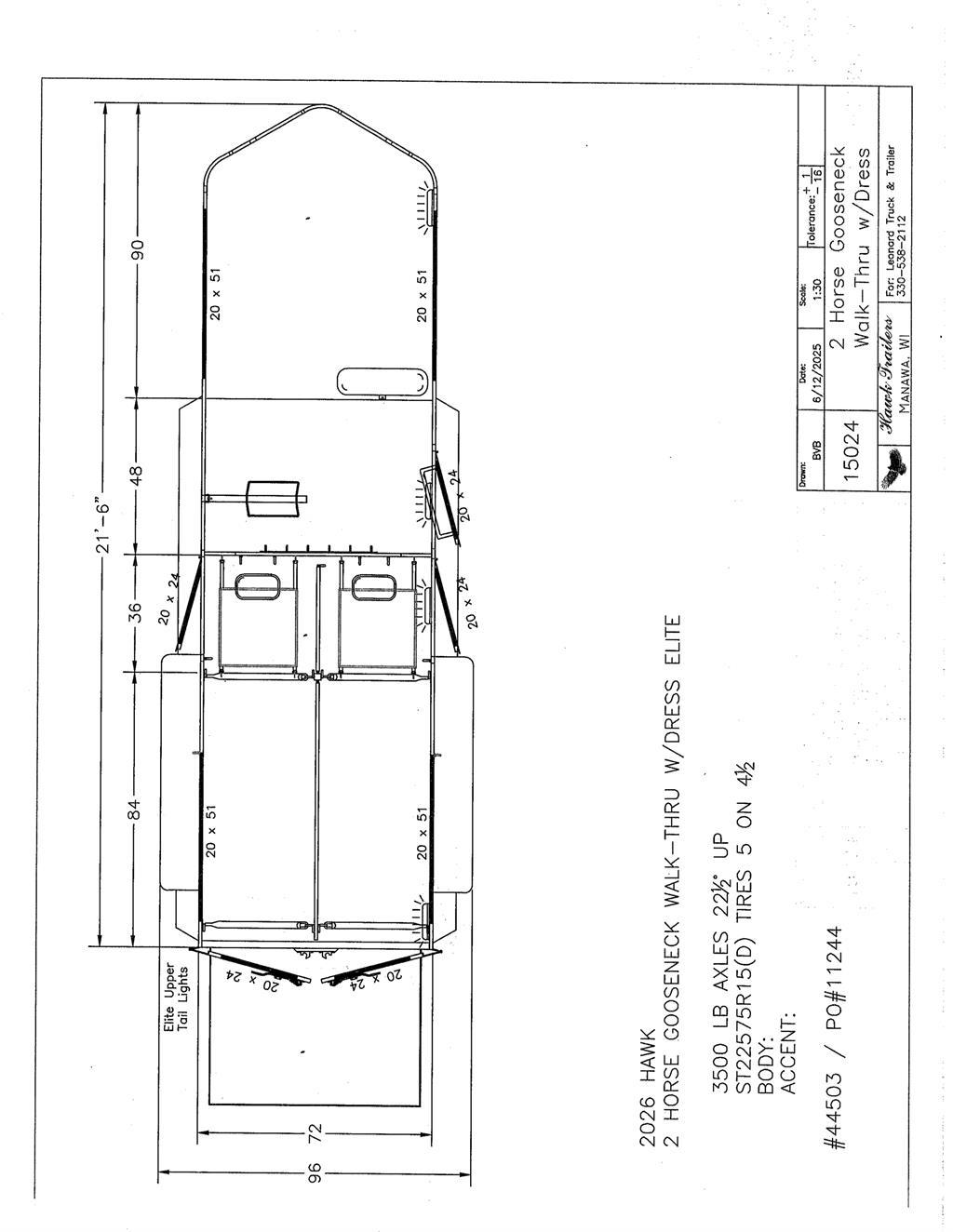 Hawk 110E Semi Reboques Transporte Animais