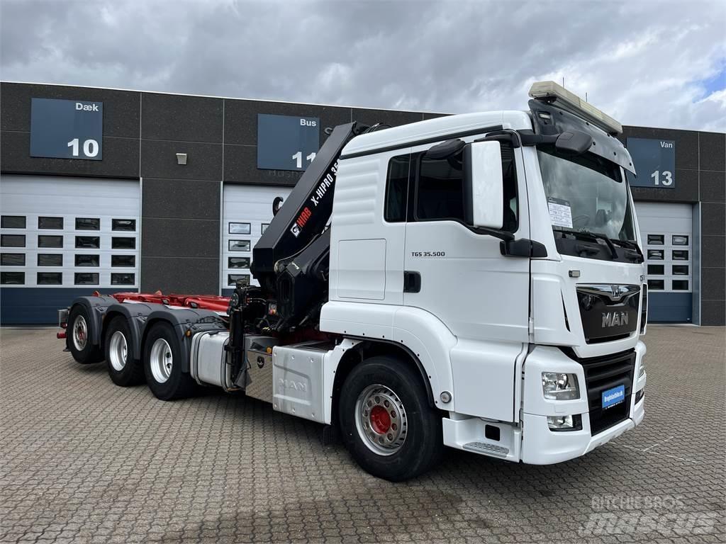 MAN TGS 35.500 8x4 Camiões caixa desmontável com elevador de cabo