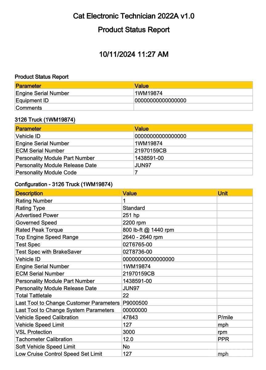 CAT 3126 Electrónica