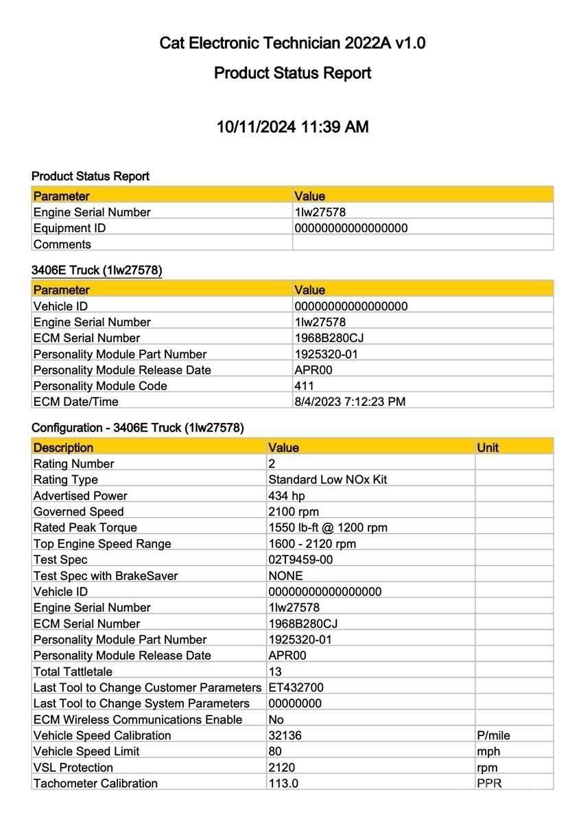 CAT 3406E Electrónica