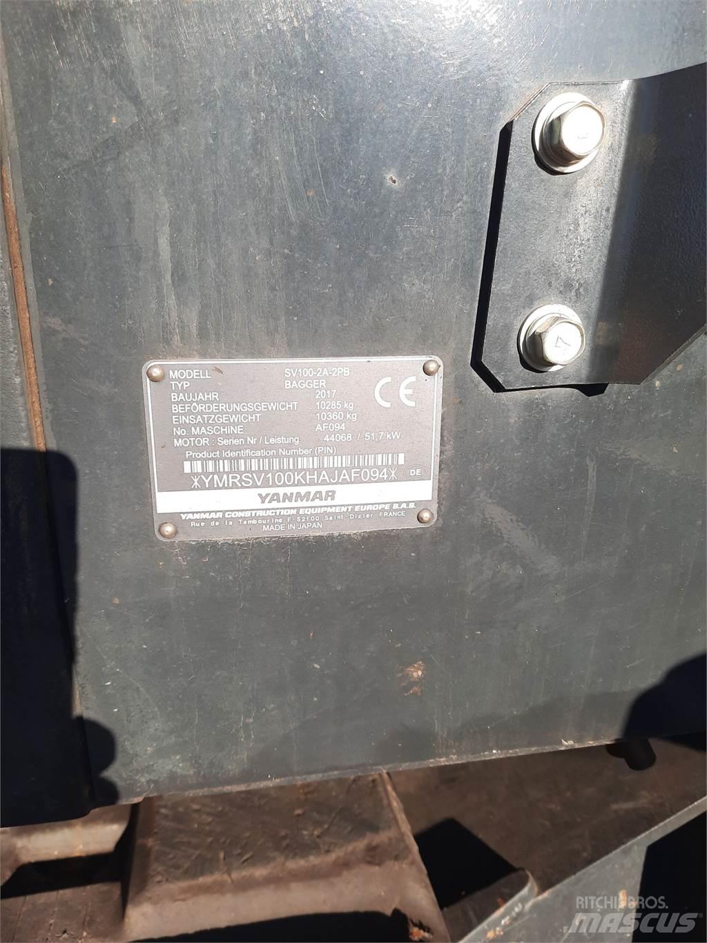 Yanmar SV 100-2PB Escavadeiras de esteiras