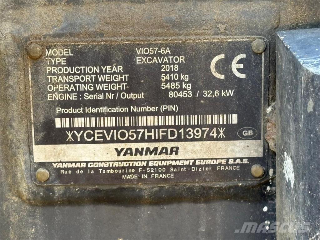 Yanmar VIO 57-6A Miniescavadeiras