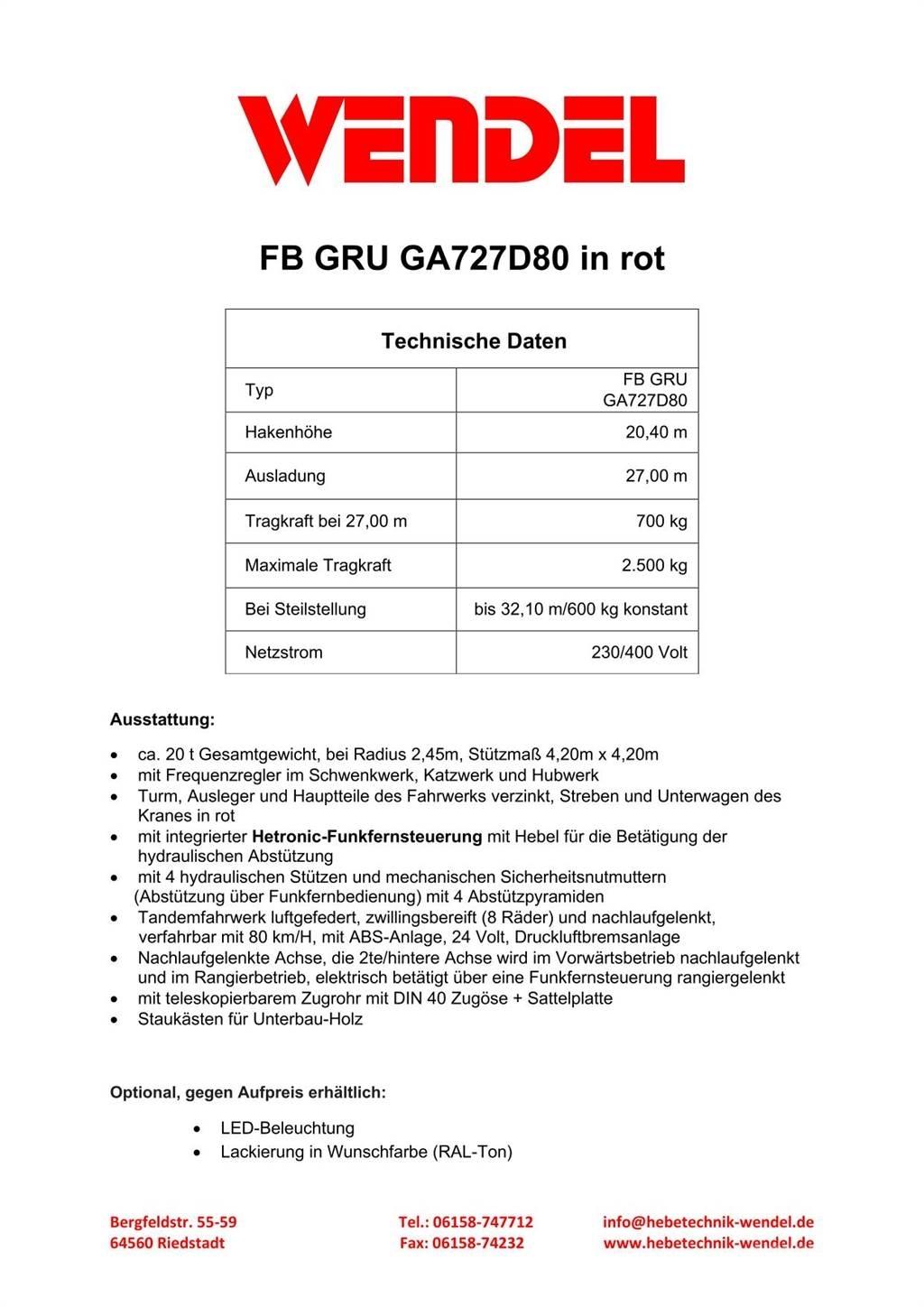 FB GRU GA727D80 Gruas de construção