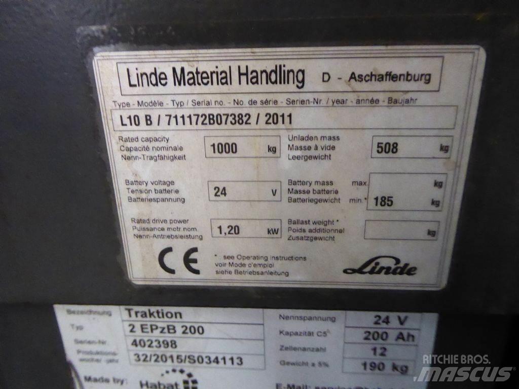Linde L10B Empilhador para operador externo