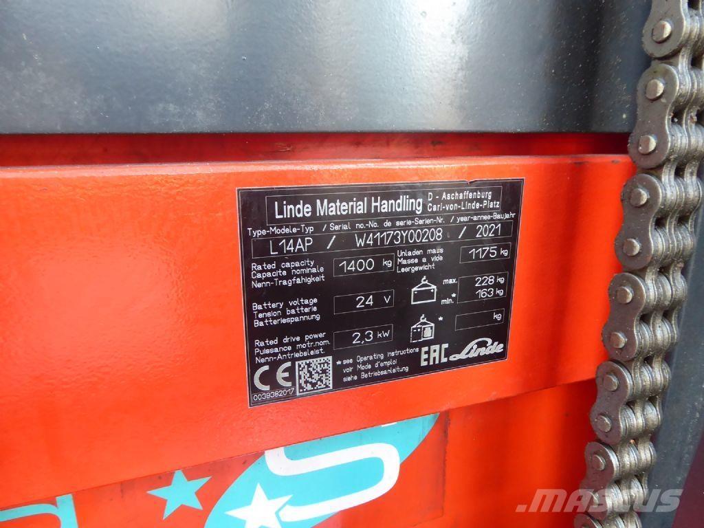 Linde L14 AP Empilhador para operador externo