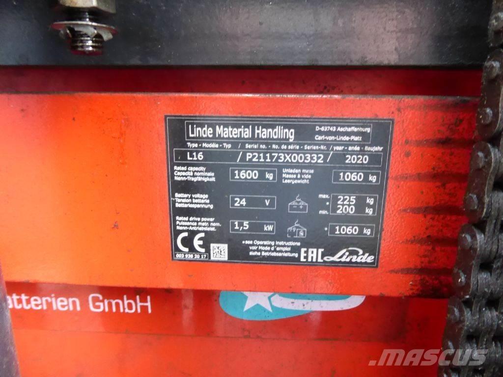 Linde L16 Empilhador para operador externo