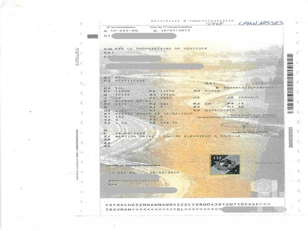 MAN TGL Plataformas aéreas montadas em atrelados