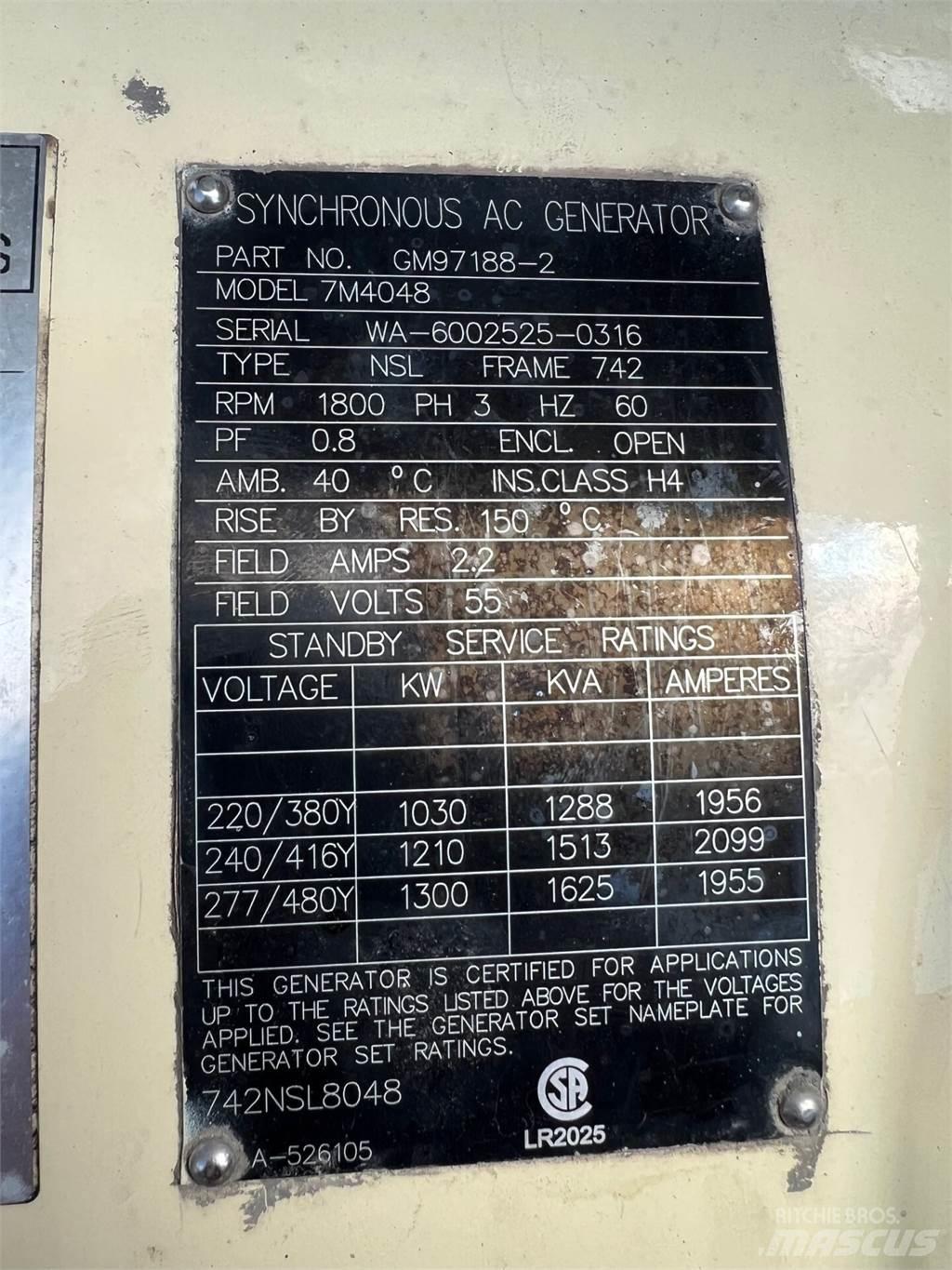 Kohler 1000kW Geradores Gás