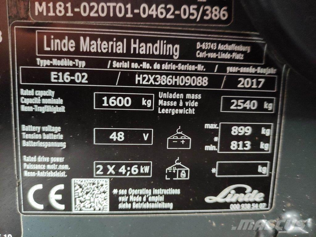 Linde E16-02-386 Empilhadores eléctricos