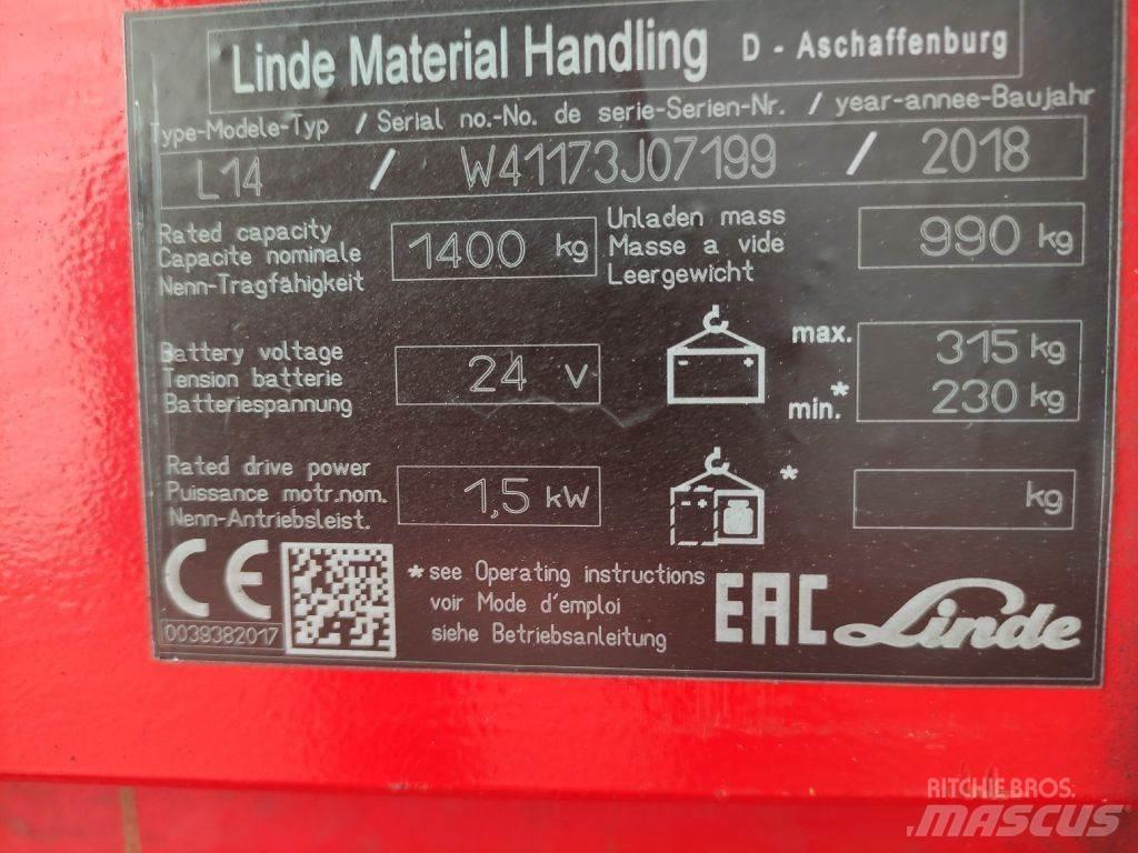 Linde L14i Empilhador para operador externo