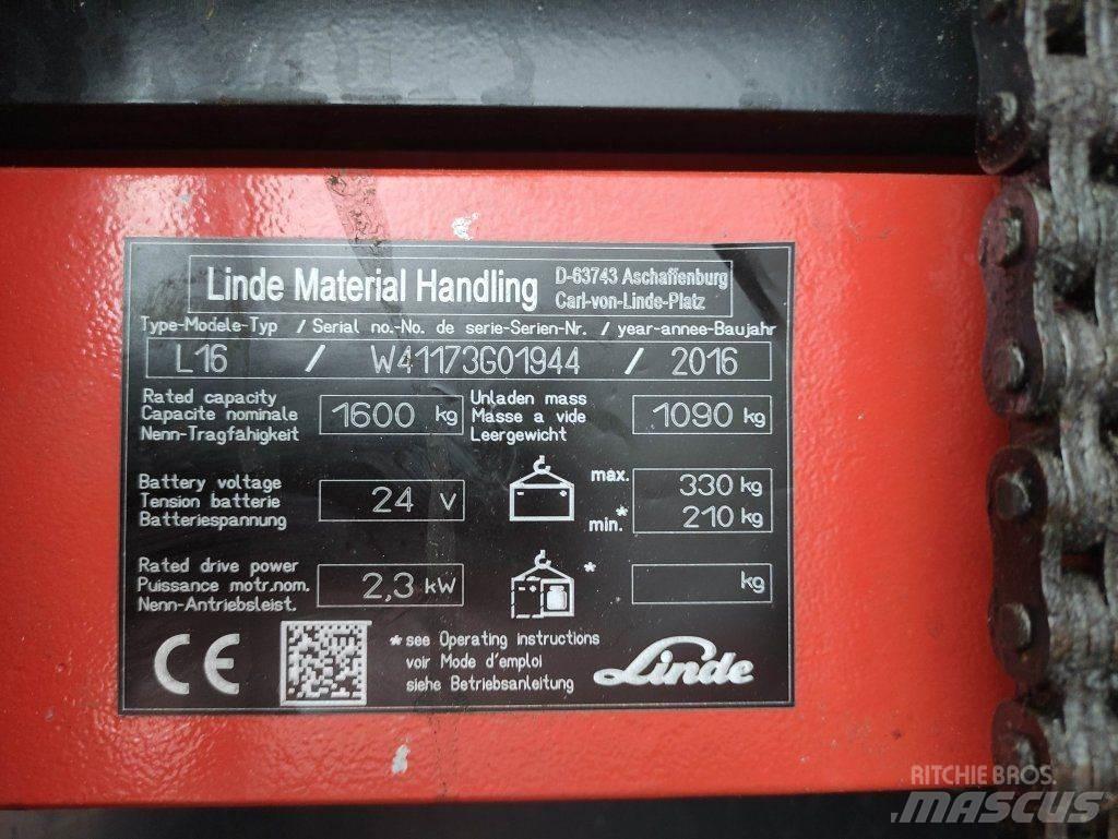 Linde L16i-1173 Empilhador para operador externo