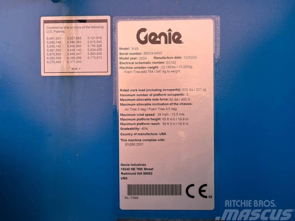 Genie S-65 LIFTING HEIGHT 19,9 m / RATED LOAD 227 kg Outros elevadores e plataformas