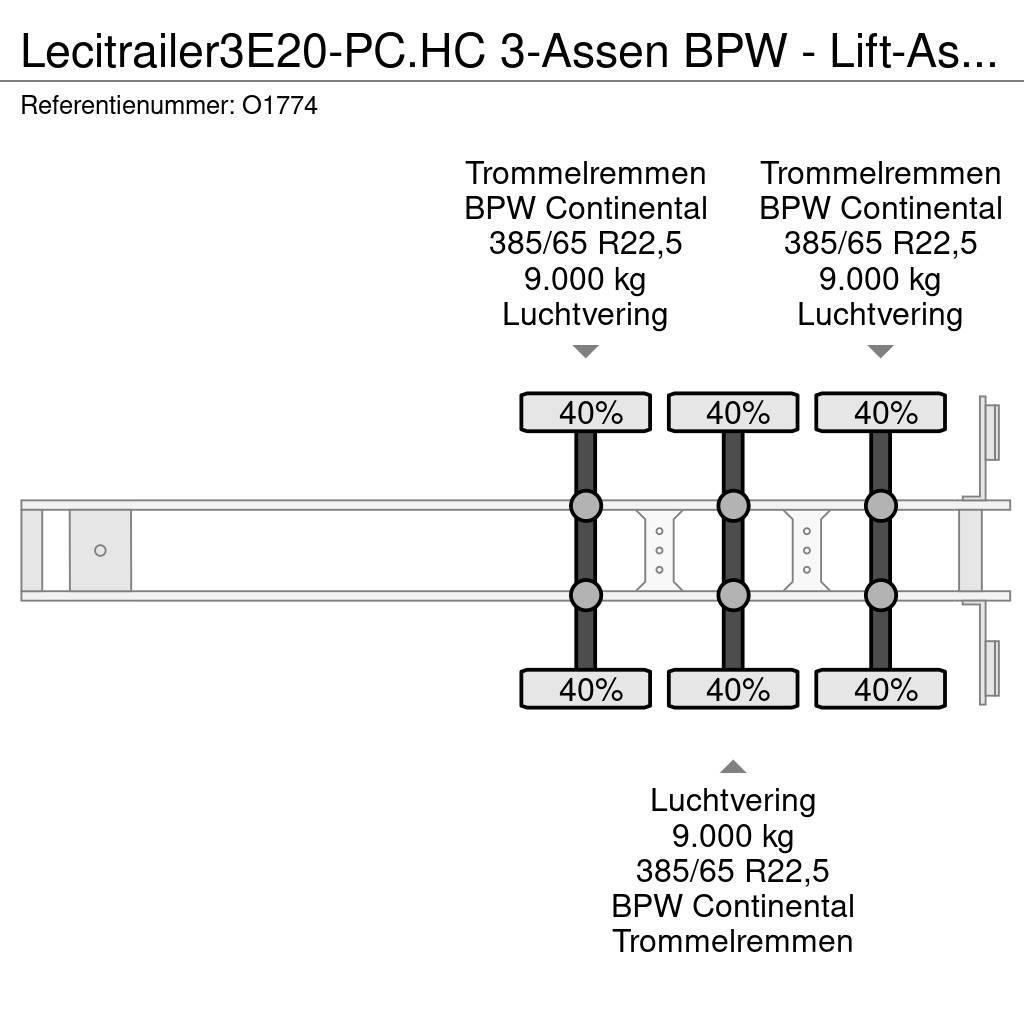 Lecitrailer 3E20-PC.HC 3-Assen BPW - Lift-As - 4800kg - 1x 20F Semi Reboques Porta Contentores