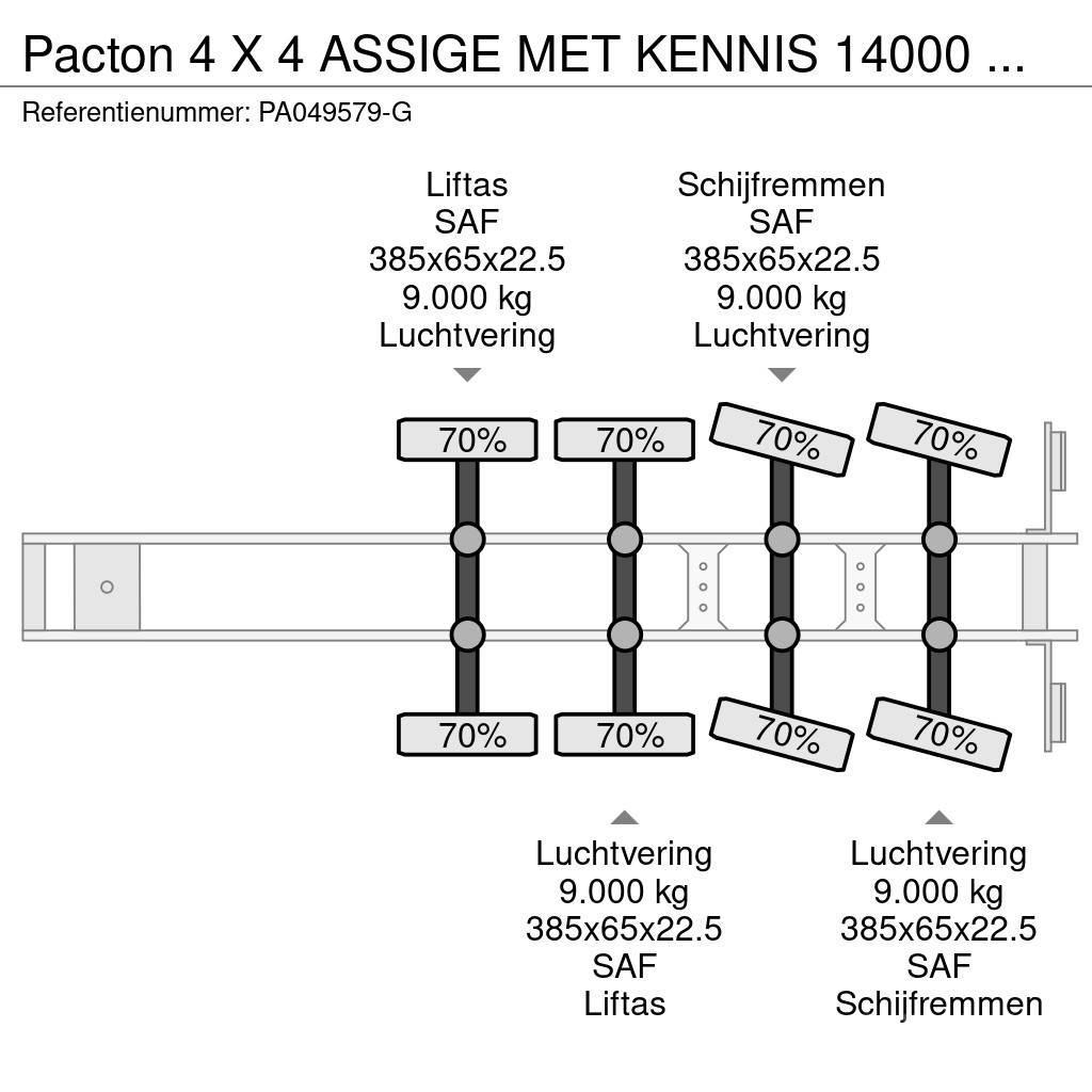 Pacton 4 X 4 ASSIGE MET KENNIS 14000 ROLLER KRAAN Semi Reboques estrado/caixa aberta