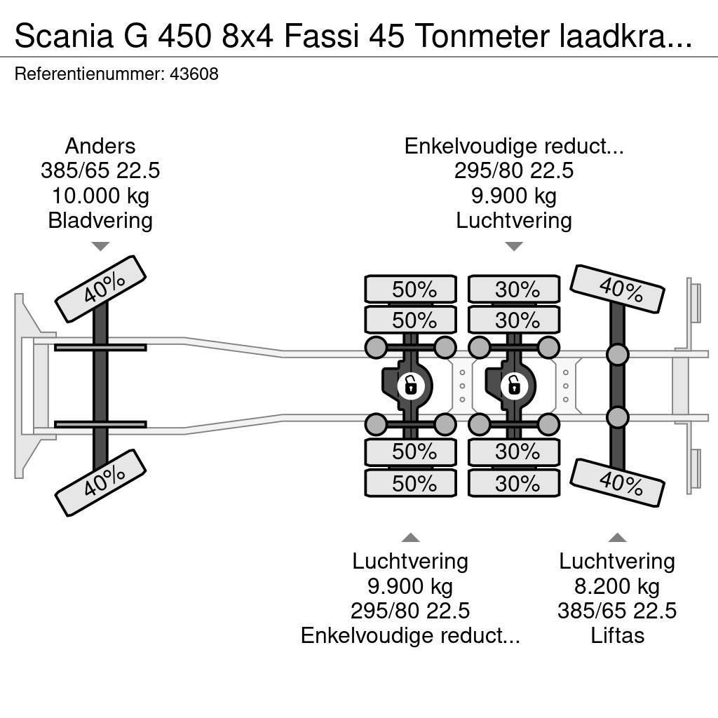 Scania G 450 8x4 Fassi 45 Tonmeter laadkraan + Fly-Jib Ju Gruas Todo terreno