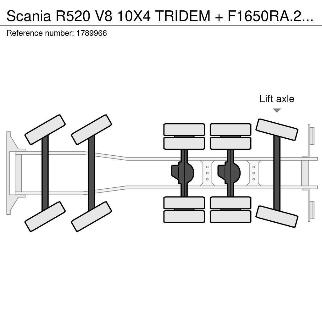 Scania R520 V8 10X4 TRIDEM + F1650RA.2.28 + JIB L816 KRAA Crane trucks