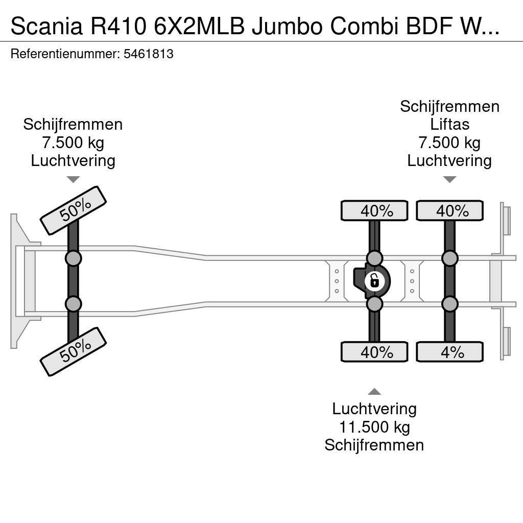 Scania R410 6X2MLB Jumbo Combi BDF Wechsel Hubdach Retard Caminhões de caixa fechada