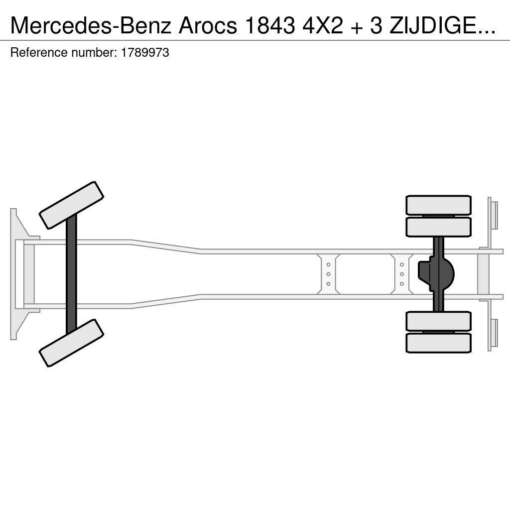 Mercedes-Benz Arocs 1843 4X2 + 3 ZIJDIGE MEILLER KIPPER + PALFIN Crane trucks