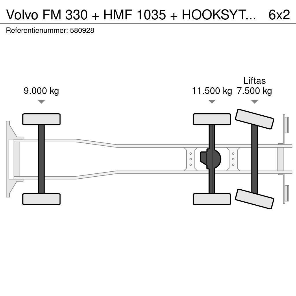 Volvo FM 330 + HMF 1035 + HOOKSYTEM HYVA + EURO 5 + 6X2 Gruas Todo terreno