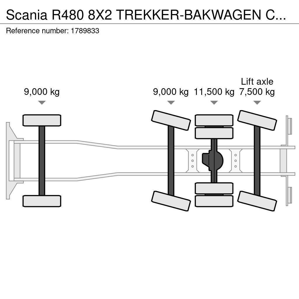 Scania R480 8X2 TREKKER-BAKWAGEN COMBI + HIAB 800E-7 HIPR Crane trucks