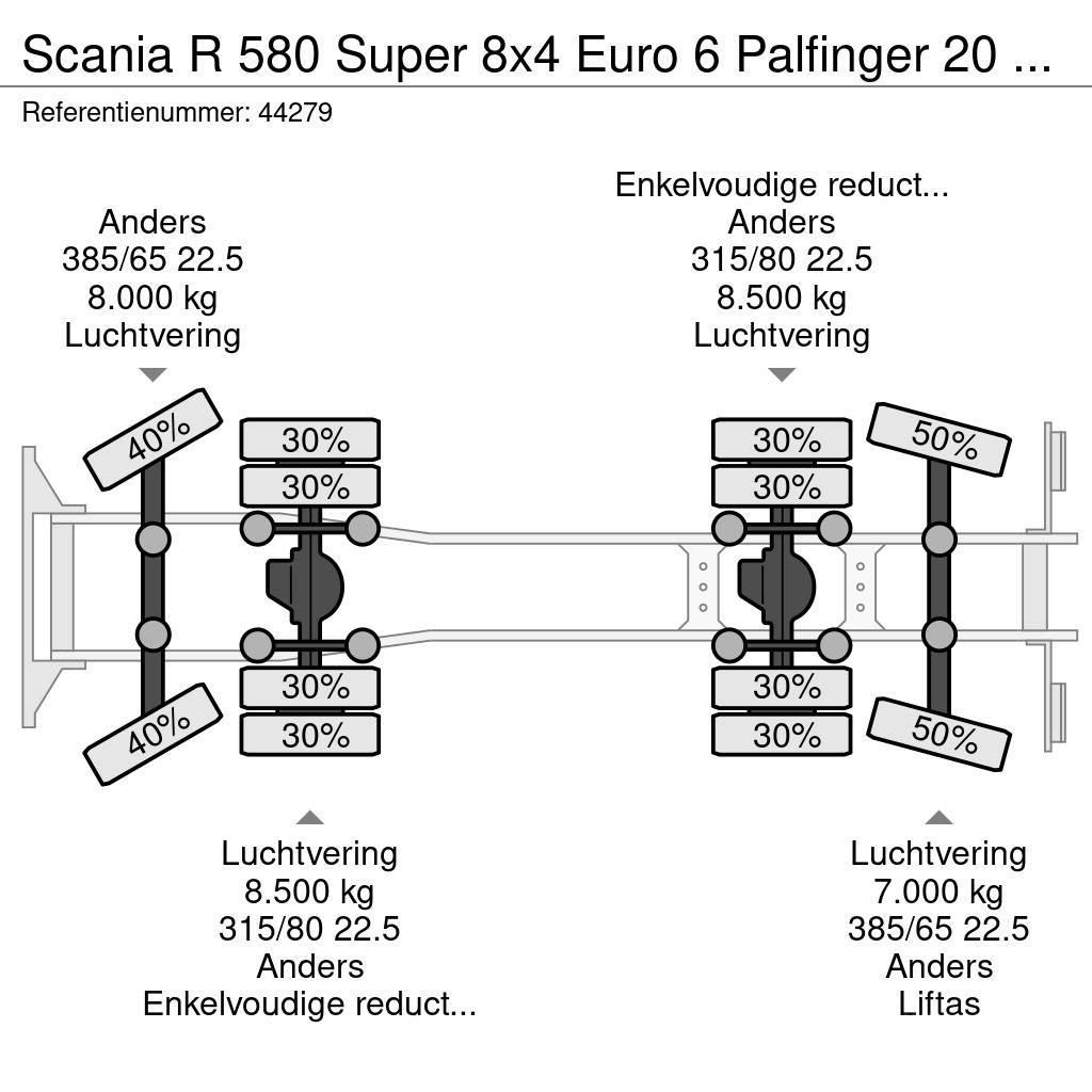 Scania R 580 Super 8x4 Euro 6 Palfinger 20 Ton haakarmsys Hook lift trucks