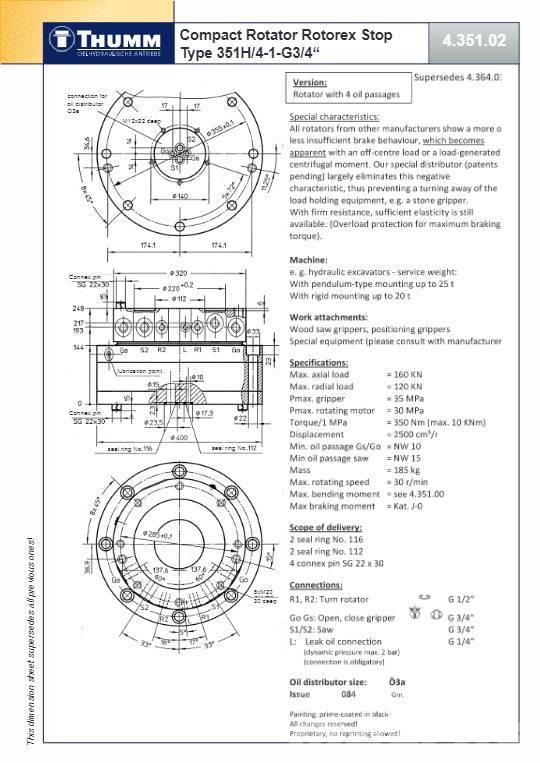 Thumm 351 H-4-1 | ROTATOR HYDRAULICZNY | 16 Ton Rotores