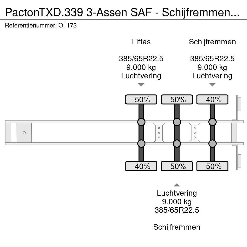 Pacton TXD.339 3-Assen SAF - Schijfremmen - Liftas - Kooi Semi Reboques estrado/caixa aberta