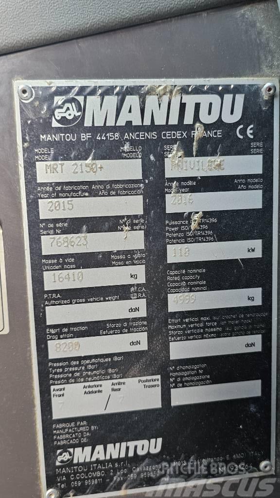 Manitou MRT 2150 Plus Privilege Manipulador telescópico