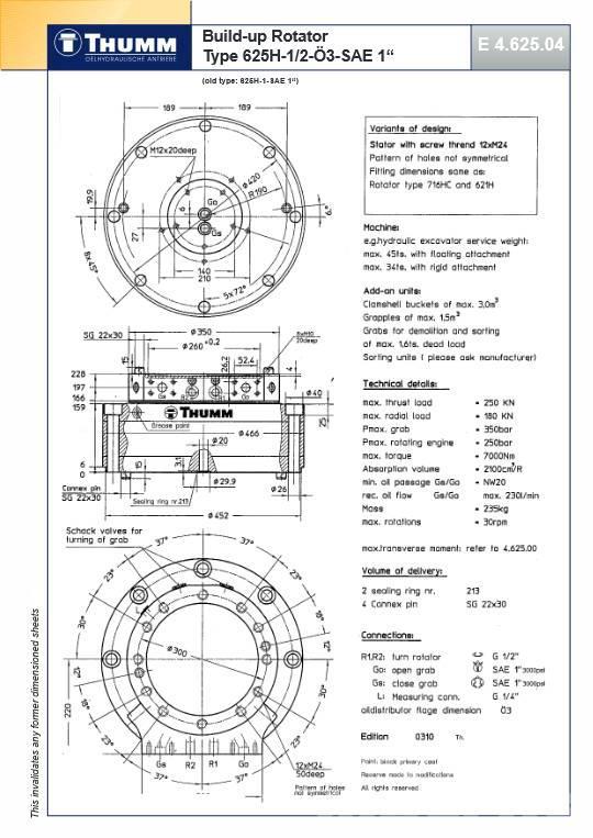 Thumm 625 H-1/2-O3-SAE 1 | ROTATOR HYDRAULICZNY | 25 Ton Rotores