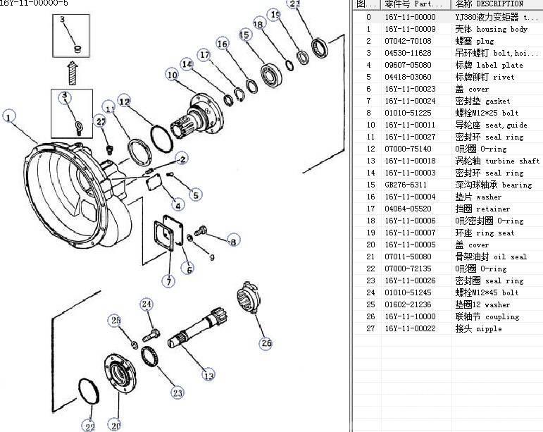 Shantui SD16 torque converter assy YJ380 16y-11-00000 Transmissăo