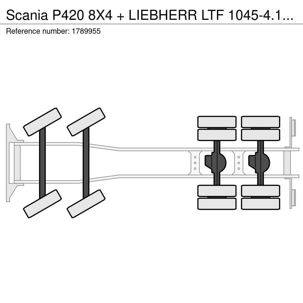 Scania P420 8X4 + LIEBHERR LTF 1045-4.1 KRAAN/KRAN/CRANE/ Camiões grua